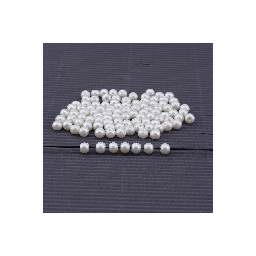 Eymen Hobi 50 Gram - 6 Mm BEYAZ Renk DELİKLİ İnci Boncuk, Plastik İnci Boncuk Takı Malzemeleri (250-300 Adet)
