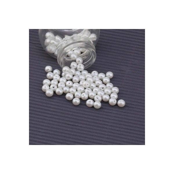 Eymen Hobi 50 Gram - 6 Mm BEYAZ Renk DELİKLİ İnci Boncuk, Plastik İnci Boncuk Takı Malzemeleri (250-300 Adet)