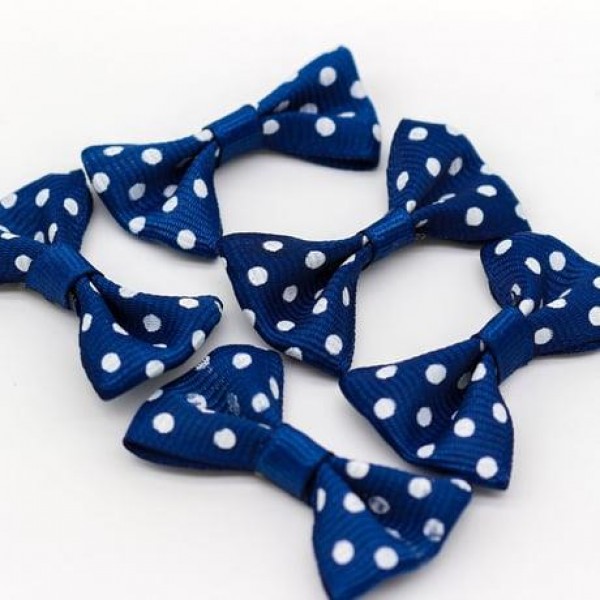 Beyaz Puantiyeli Fiyonk 4Cm  Lacivert 25 ADET