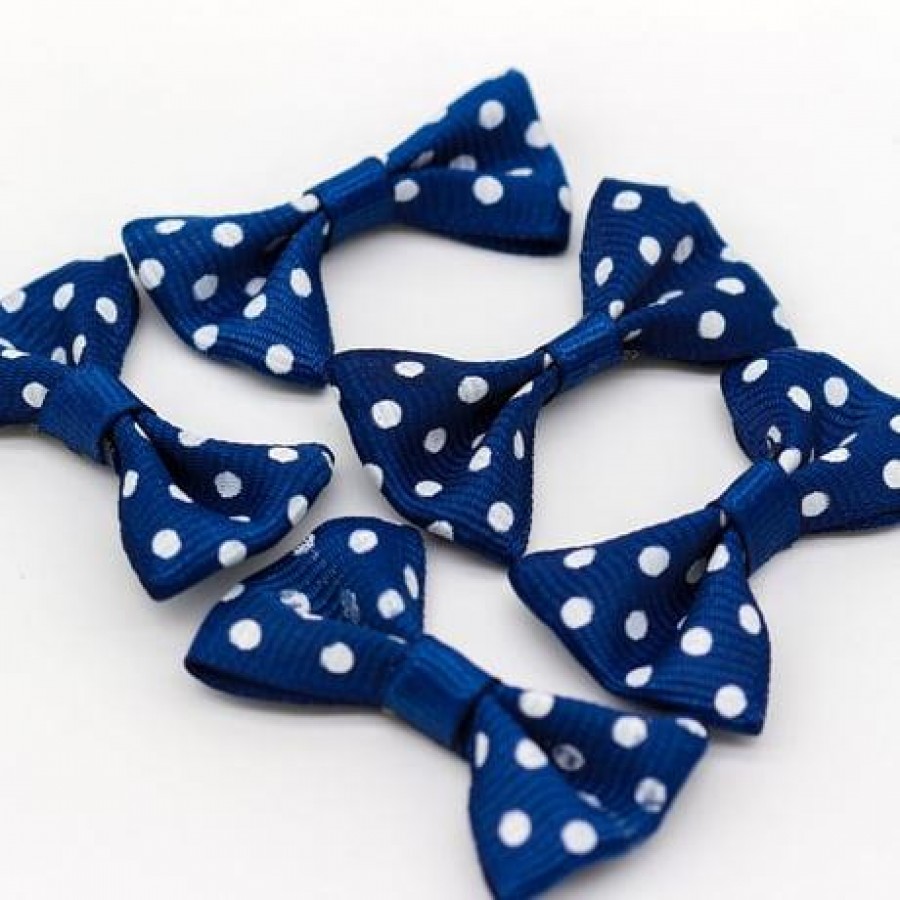 Beyaz Puantiyeli Fiyonk 4Cm  Lacivert 25 ADET