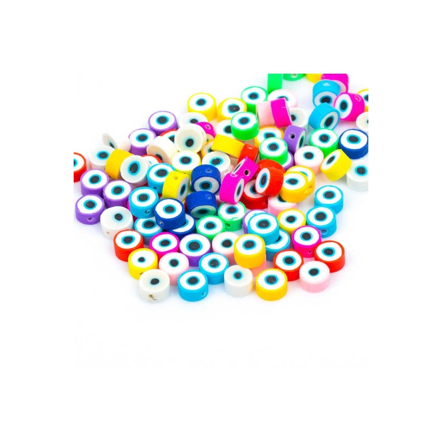 Eymen Hobi 10 Adet 10Mm Polimer Kil Fimo Karışık Renkli Nazar Boncuğu,Göz Figür Boncuk,Takı Yapımı