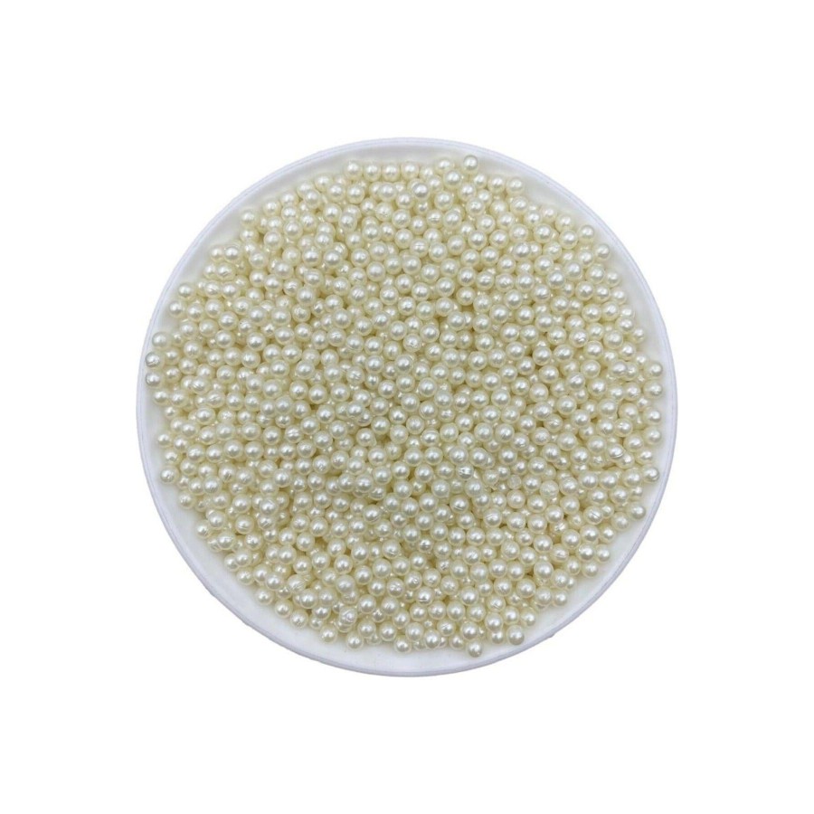 Eymen Hobi 25 Gram - 4 Mm Krem Renk İnci Boncuk, Plastik İnci Boncuk Takı Malzemeleri (500-600 Adet)