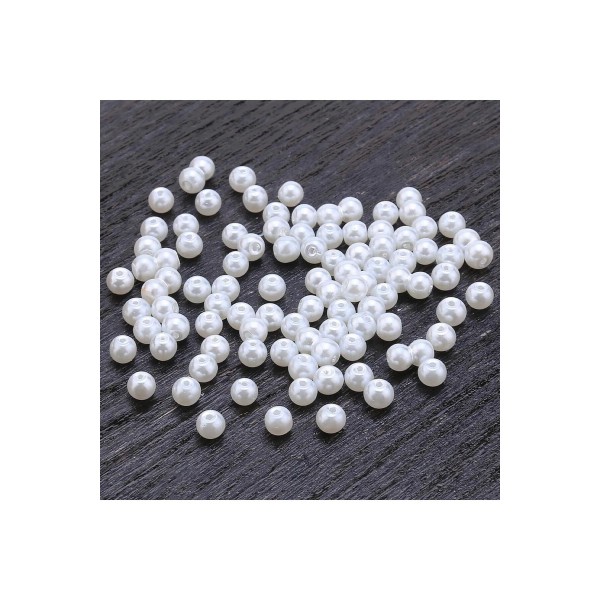 Eymen Hobi 25 Gram - 4 Mm BEYAZ Renk DELİKLİ İnci Boncuk, Plastik İnci Boncuk Takı Malzemeleri (500-600 Adet)
