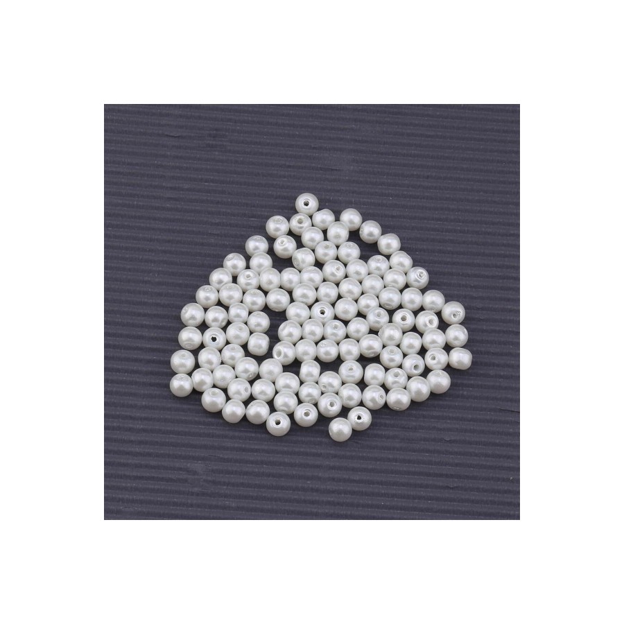Eymen Hobi 50 Gram - 6 Mm BEYAZ Renk DELİKLİ İnci Boncuk, Plastik İnci Boncuk Takı Malzemeleri (250-300 Adet)